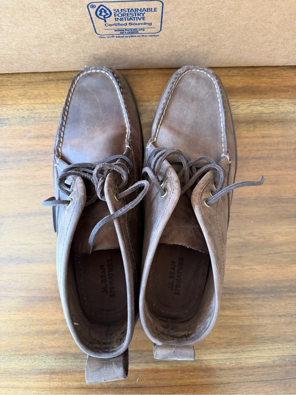 L.L. Bean Men's Brown Leather Moc Toe Chukka Boots